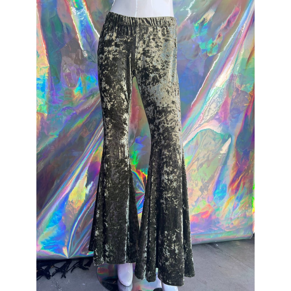 NEW Olive Velvet Groovy Bellbottom Pants